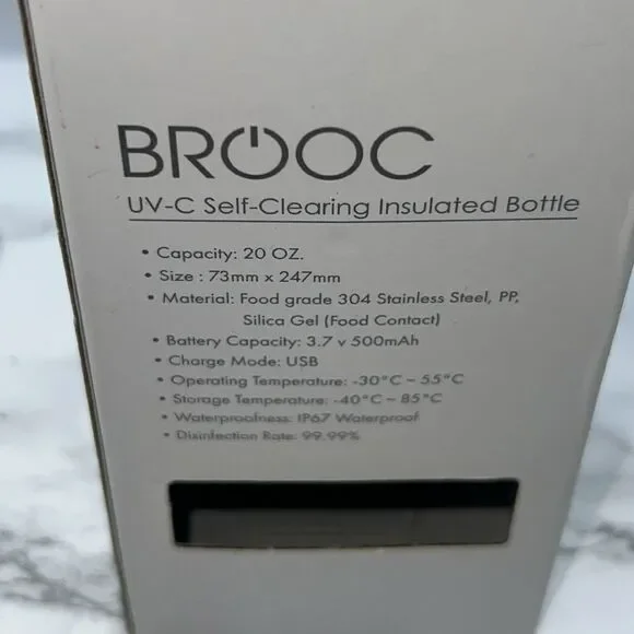 BROOC White Self Cleaning Water Bottle 20 oz-New! - Picture 6 of 7